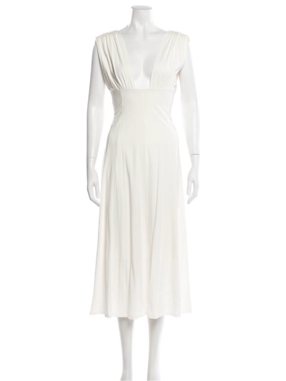 The Line by K: Elegant White V-Neck Midi Dress